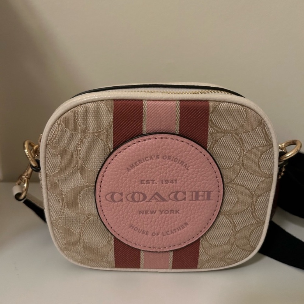 Coach Mini Dempsey Camera Bag Jacquard With Stripe And Coach Patch❤️ - Picture 2 of 4